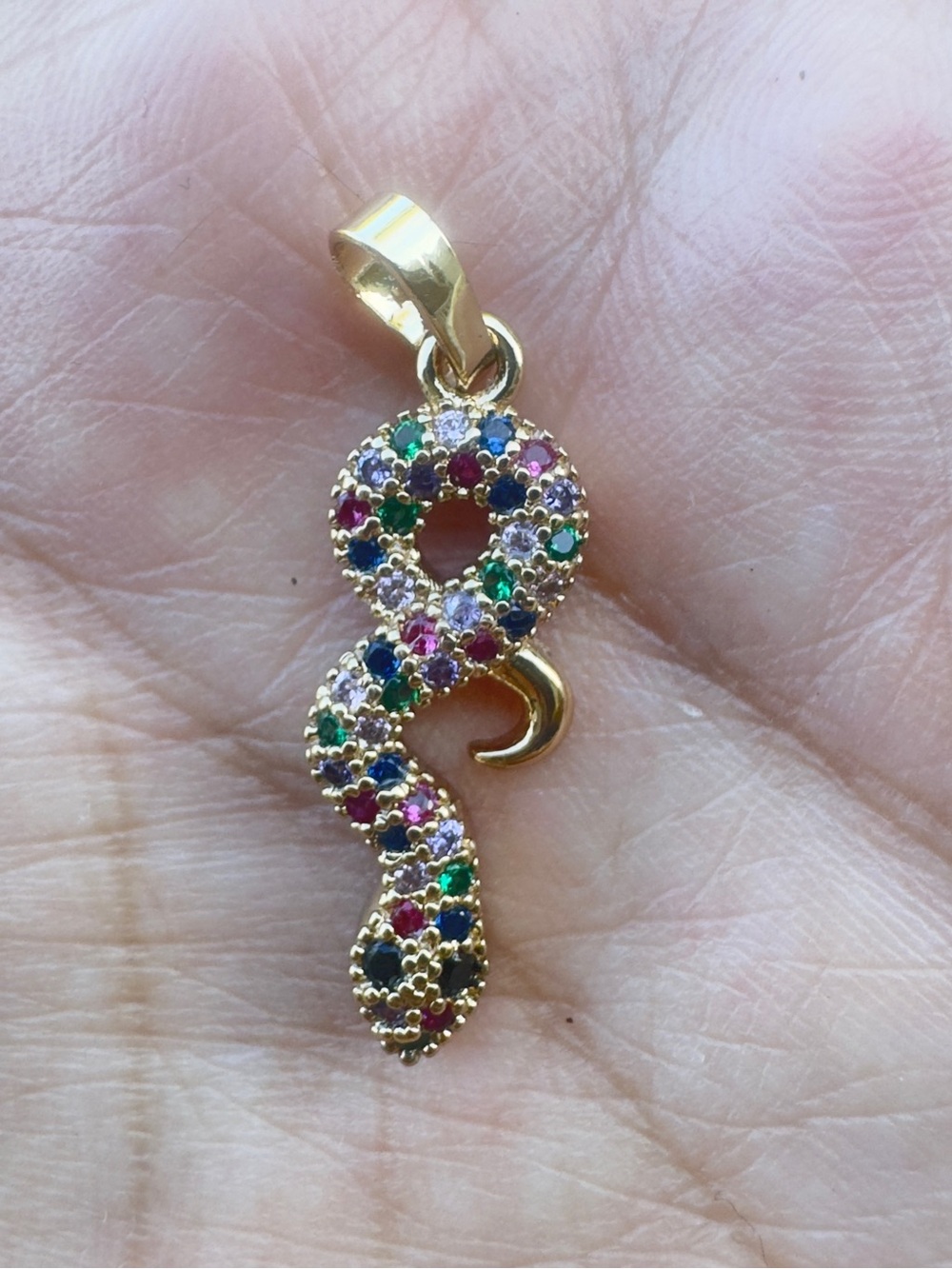 Gold Filled Multicolor Snake Pendant